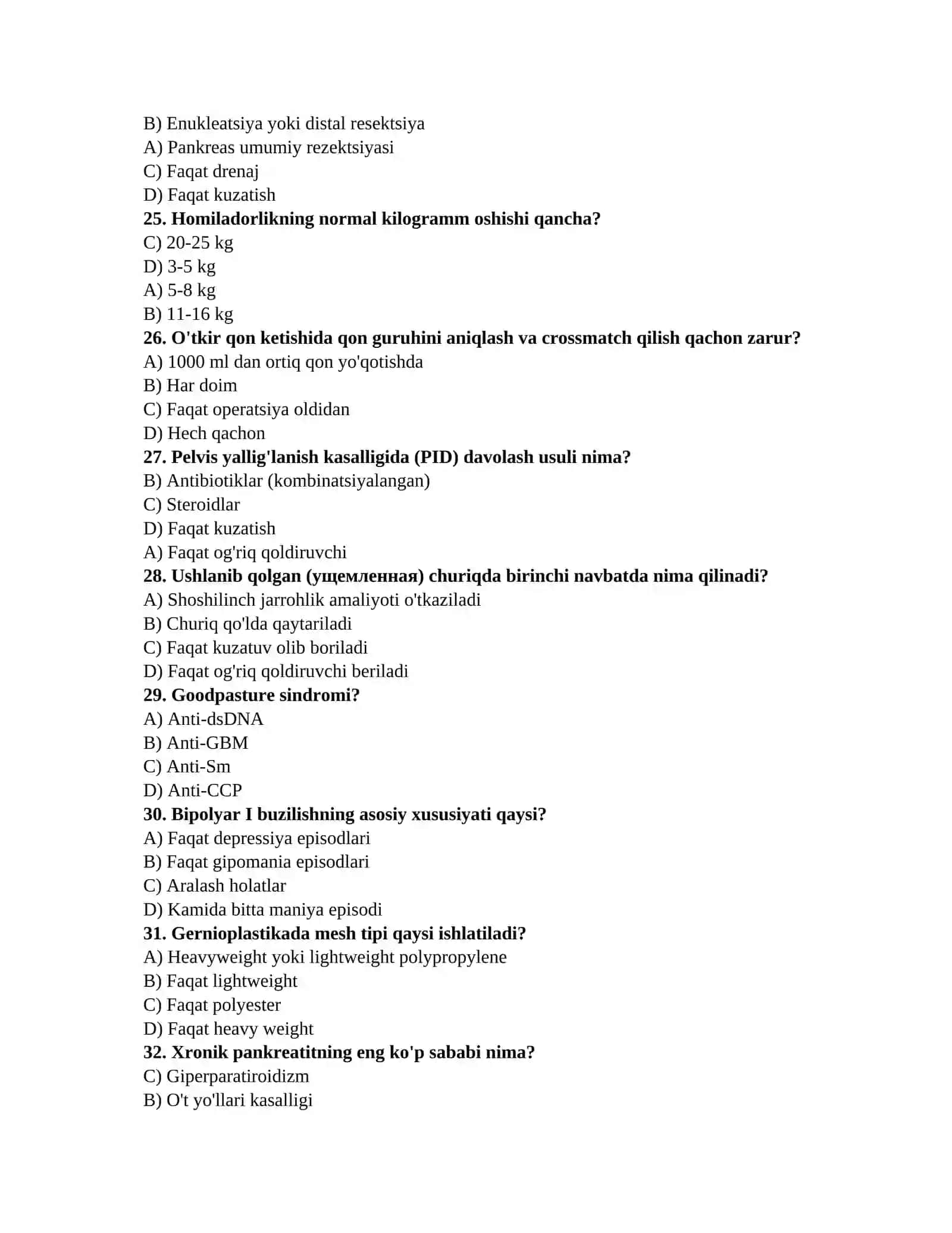 Tibbiyot fanidan test 4