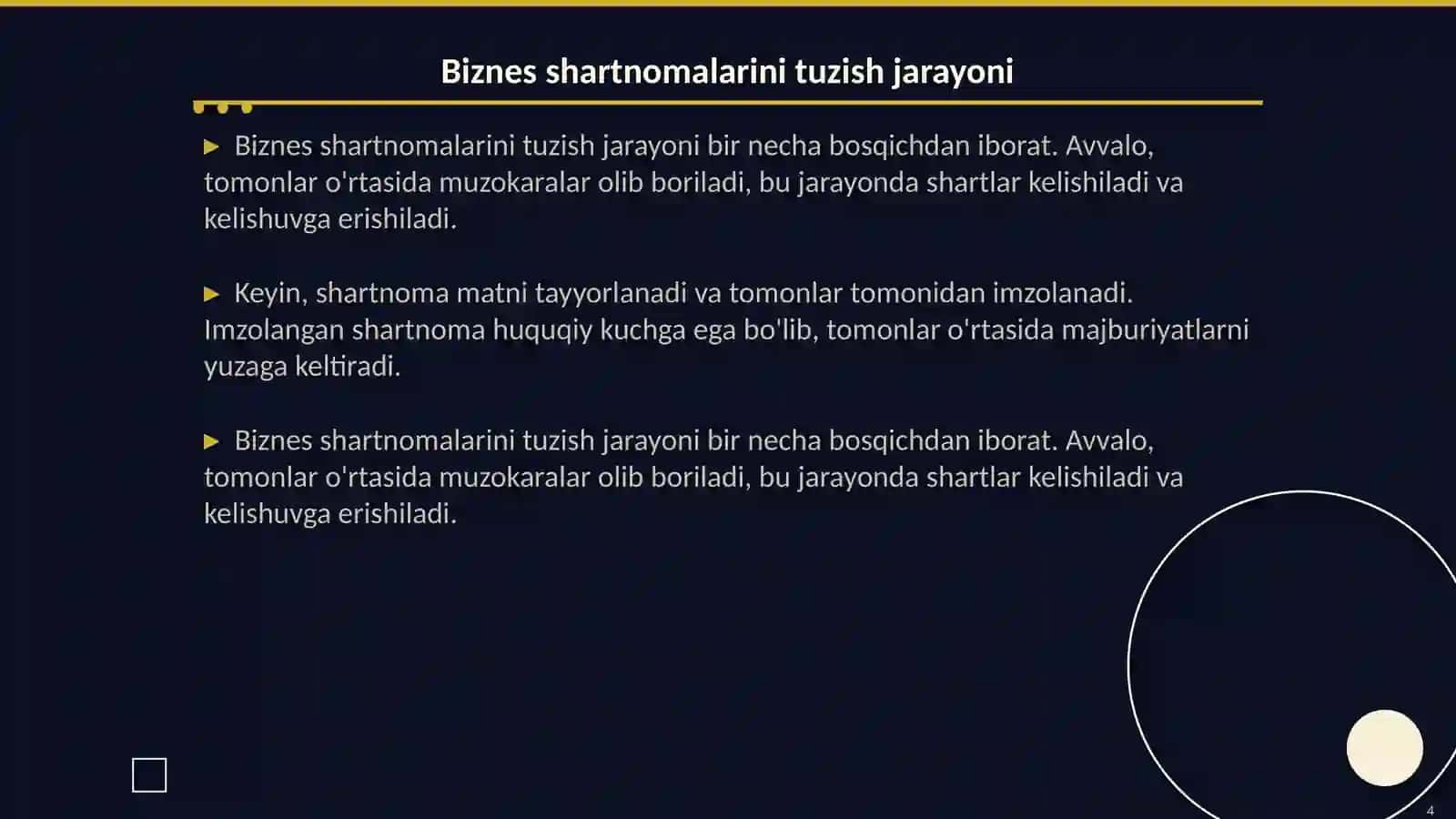 Biznes shartnomalarini tuzish va bajarish tartibi 4