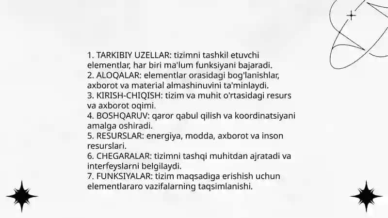 Sistema va, struktura. Sistemaning xususiyatlari 4