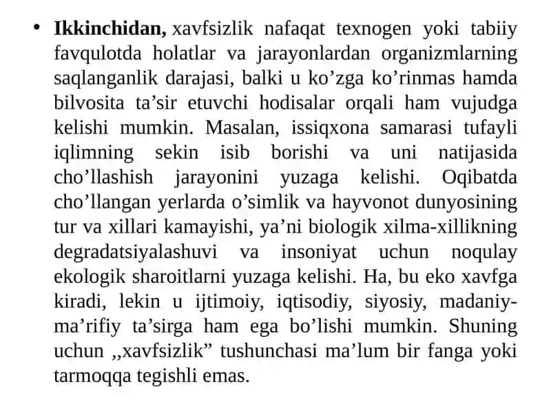 Ekologik xavfsizlik va barqaror rivoljlanish 4