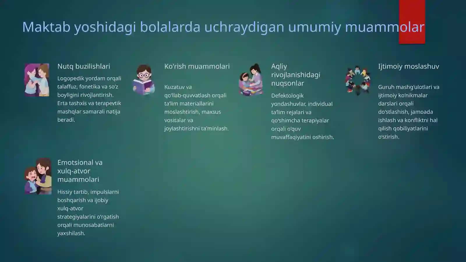 Maktab yoshidagi bolalar uchun psixologik korreksiya: Sog'lom rivojlanish sari qadam 4