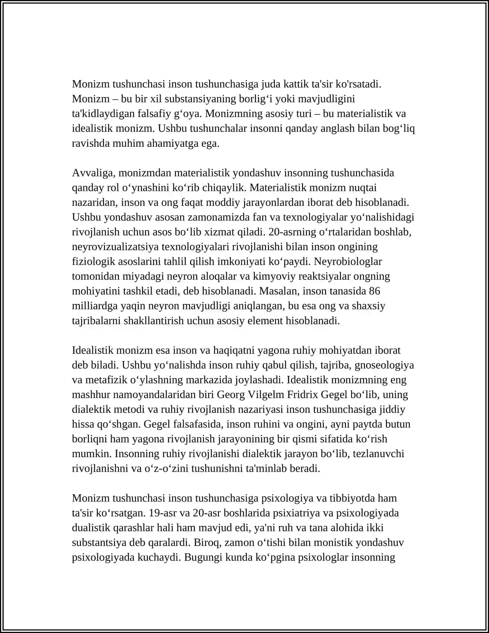 INSONNI TUSHUNISHIGA DUALIZM VA MONIZM NUQTAI NAZARIDAN YONDOSHUV 4