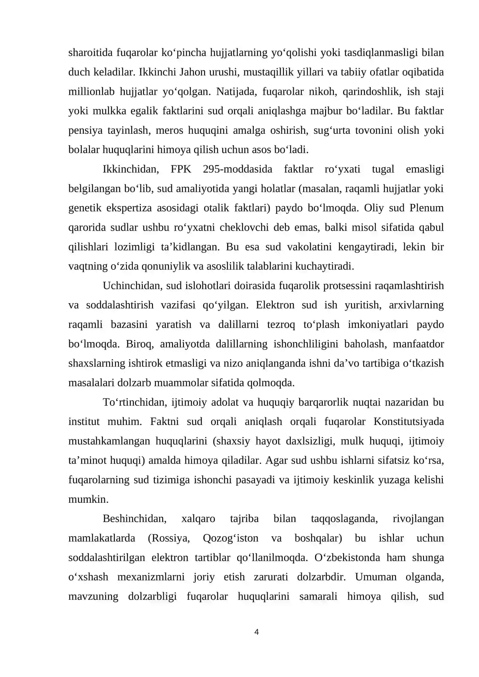 Yuridik ahamiyatga ega boʻlgan faktlarni aniqlash toʻgʻrisidagi ishlarni sudda koʻrish tartibi 4