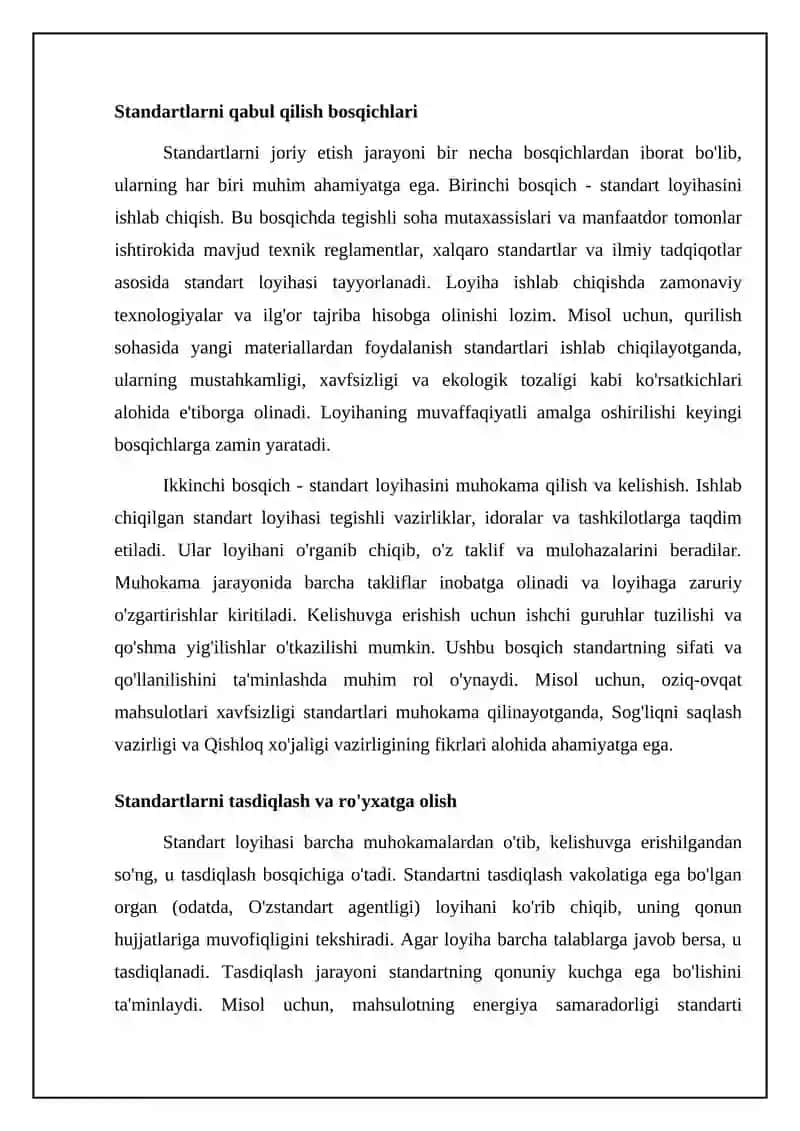 Standartlarni joriy etish tartibi va ularni qayta kurib chiqish jarayonlari 4
