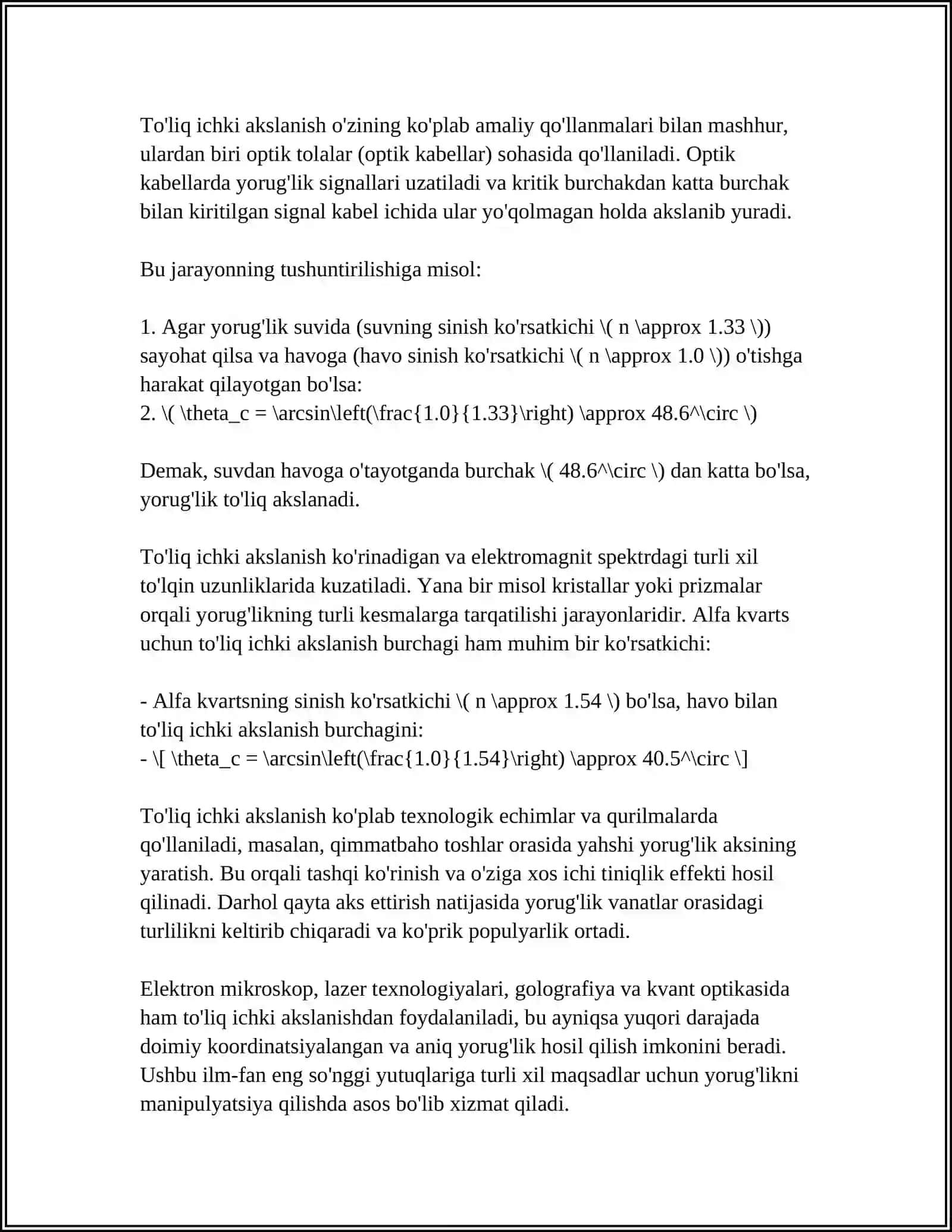 TO‘LIQ ICHKI AKSLANISH, TO‘LIQ ICHKI AKSLANISHDA BIRINCHI VA IKKINCHI MUHITDAGI MAYDON 4