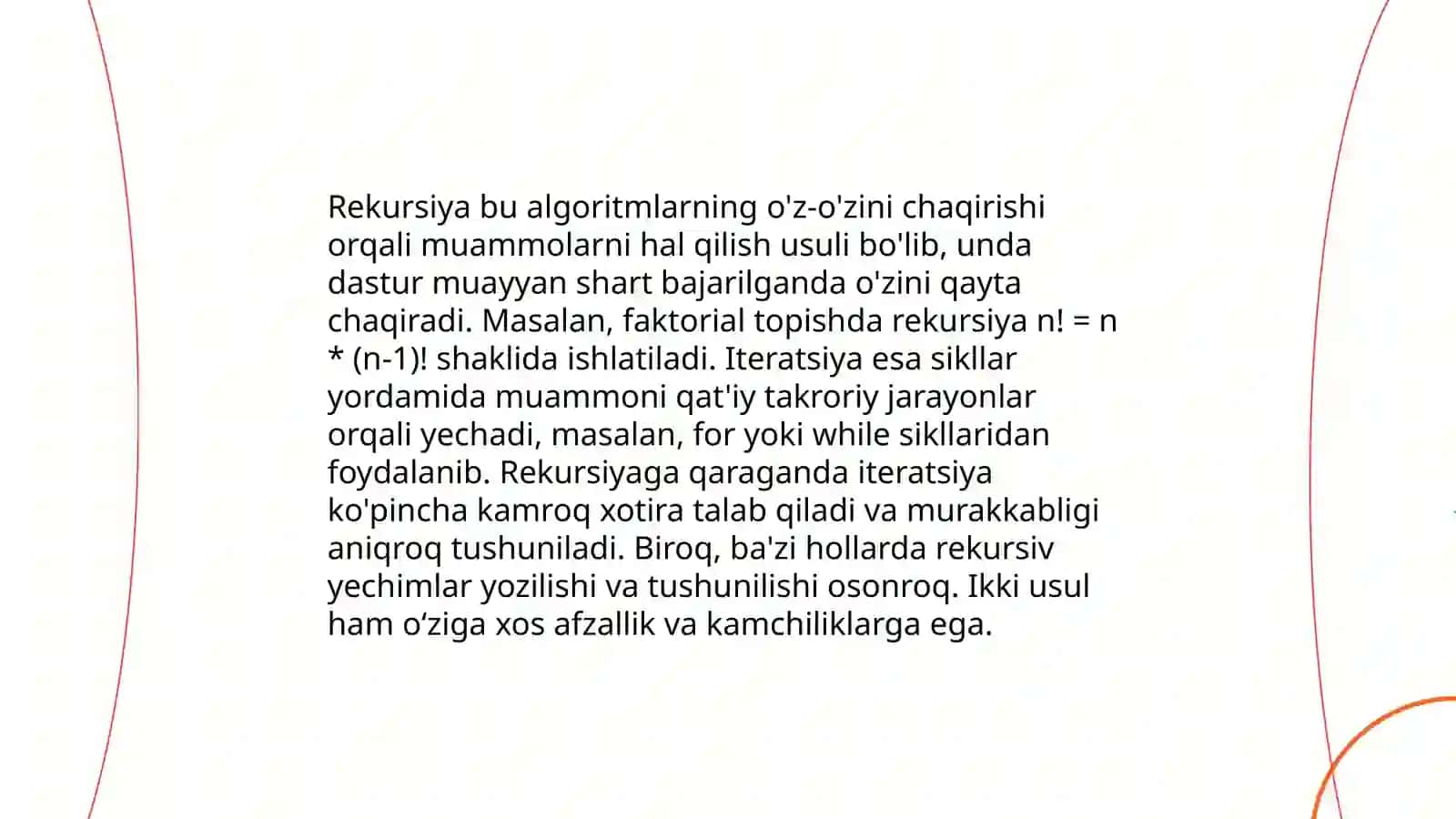 Takrorlanuvchi algoritmlar 4