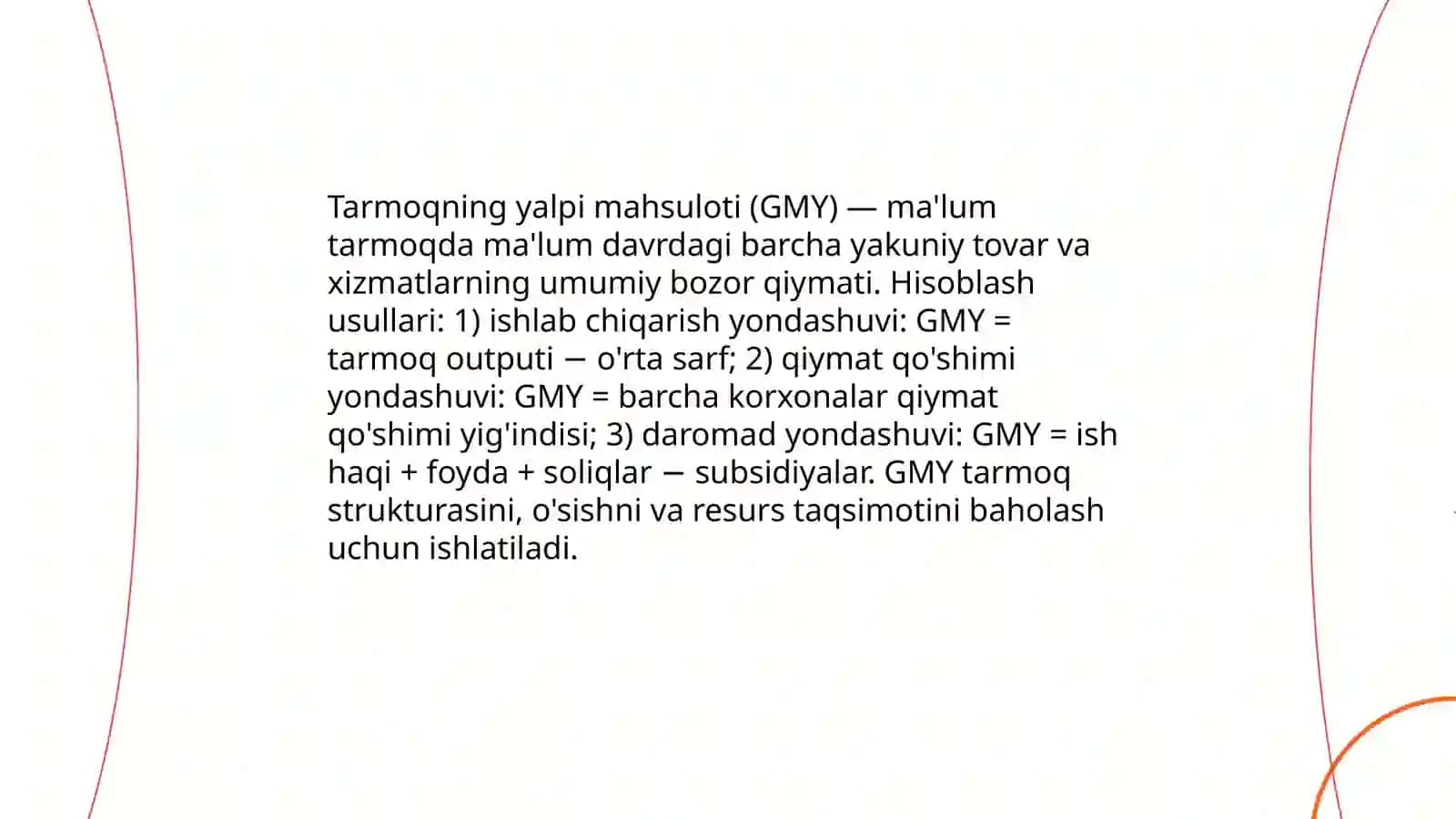 Tarmoqni ifodalovchi iqtisodiy ko'rsatkichlar 4