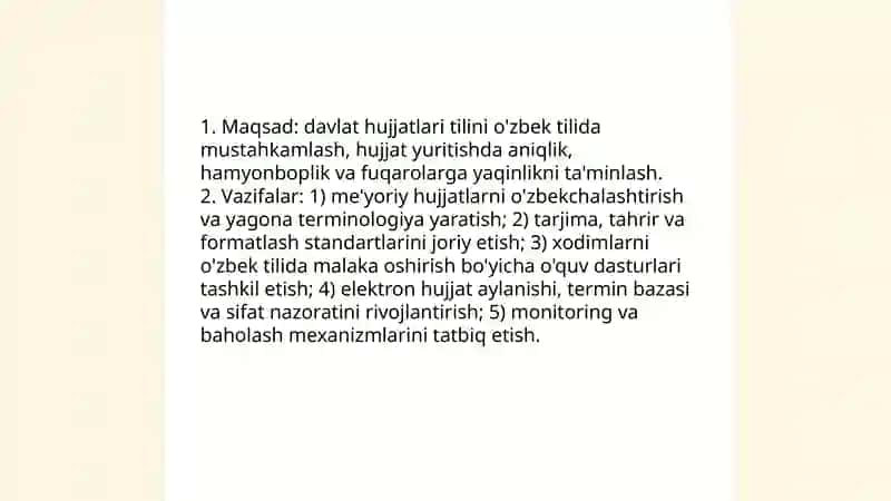 O'zbek tiliga davlat maqomi berilishining ish yuritish tizimi 4