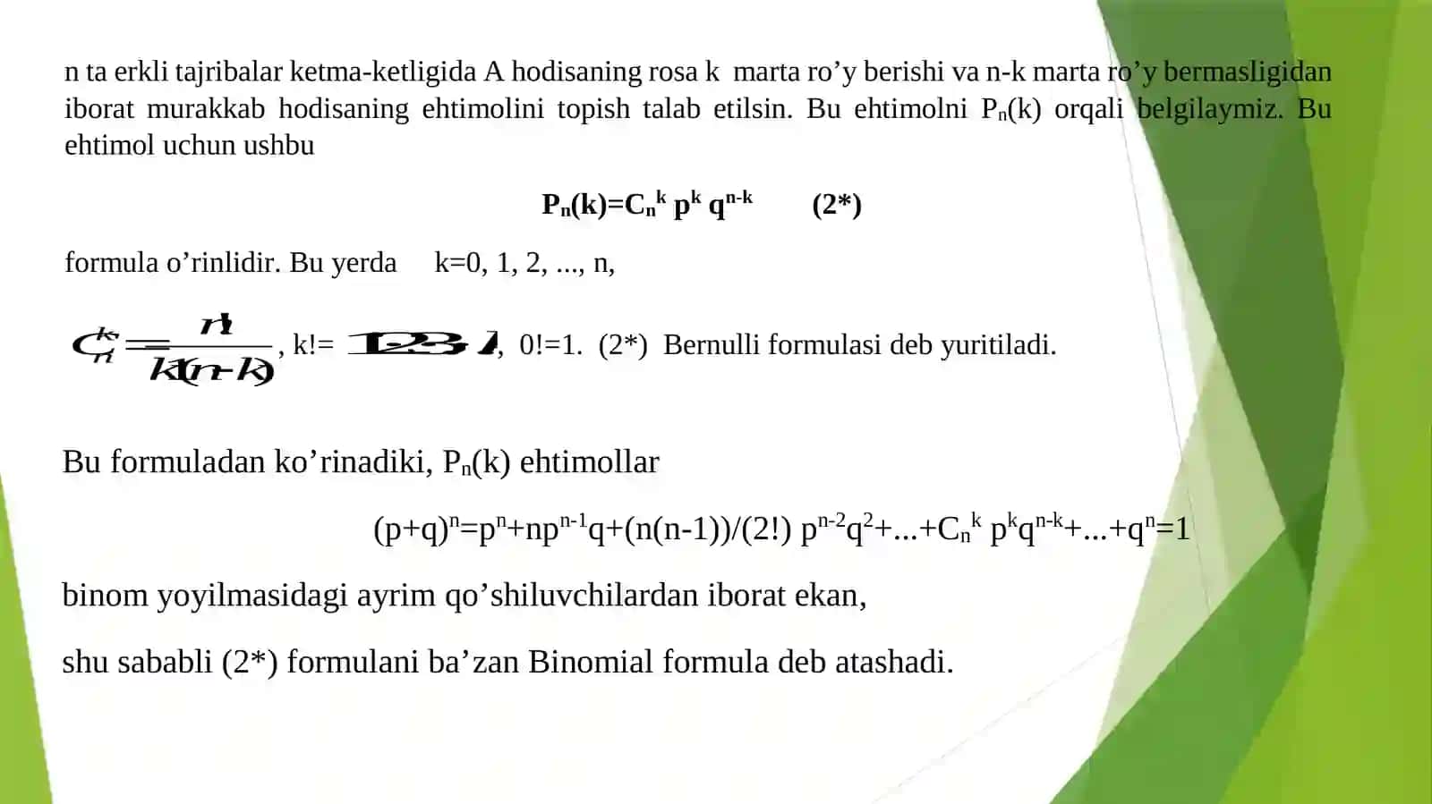 Muavr-Laplasning lokalva integralteoremalari 4