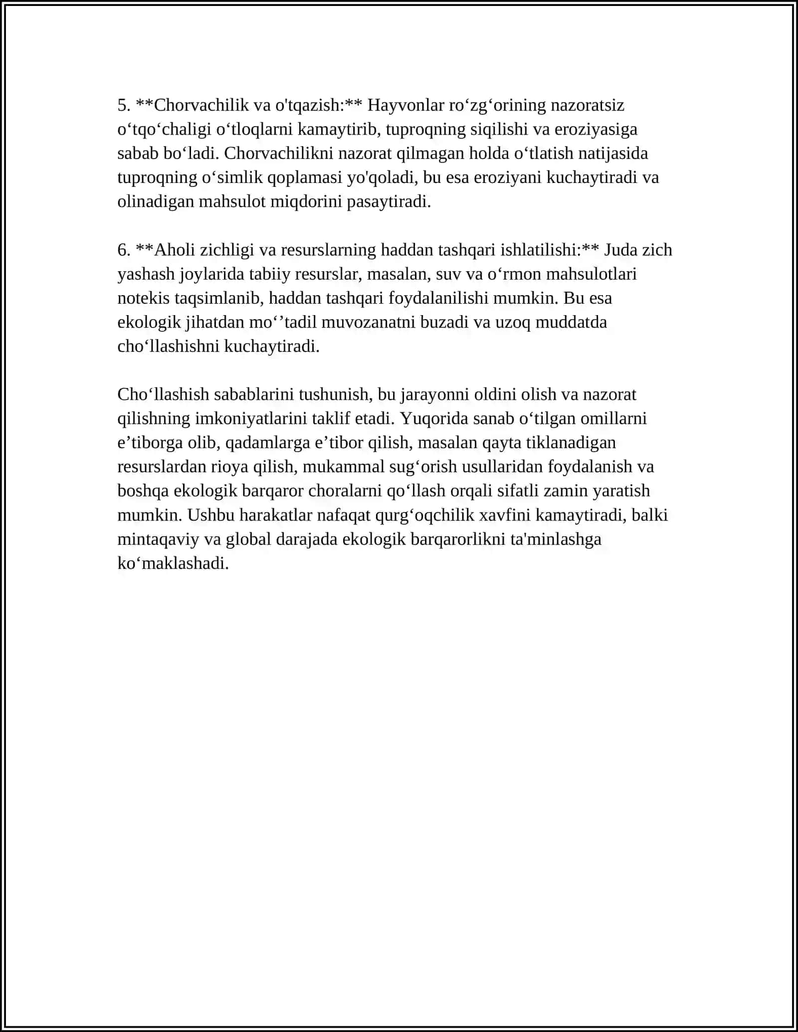 O'ZBEKISTONDA CHO'LLASHISH MUAMMOSI VA UNI OLDINI OLISH CHORA TADBIRLARI 4
