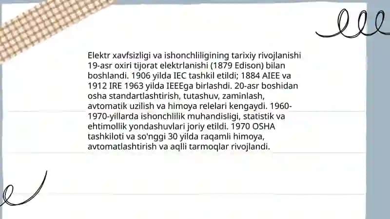 Elektr xavfsizligi va ishonchliligi faniga kirish 4