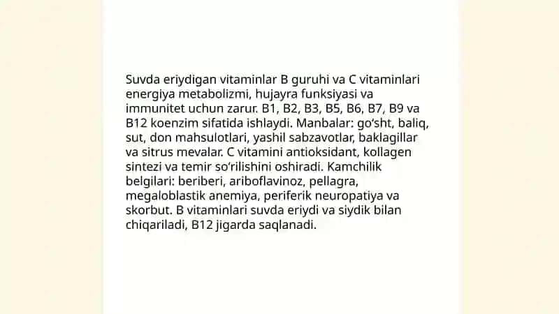 Oqsil, yogʻ, uglevodlardan tashqari minor komponentlar 4