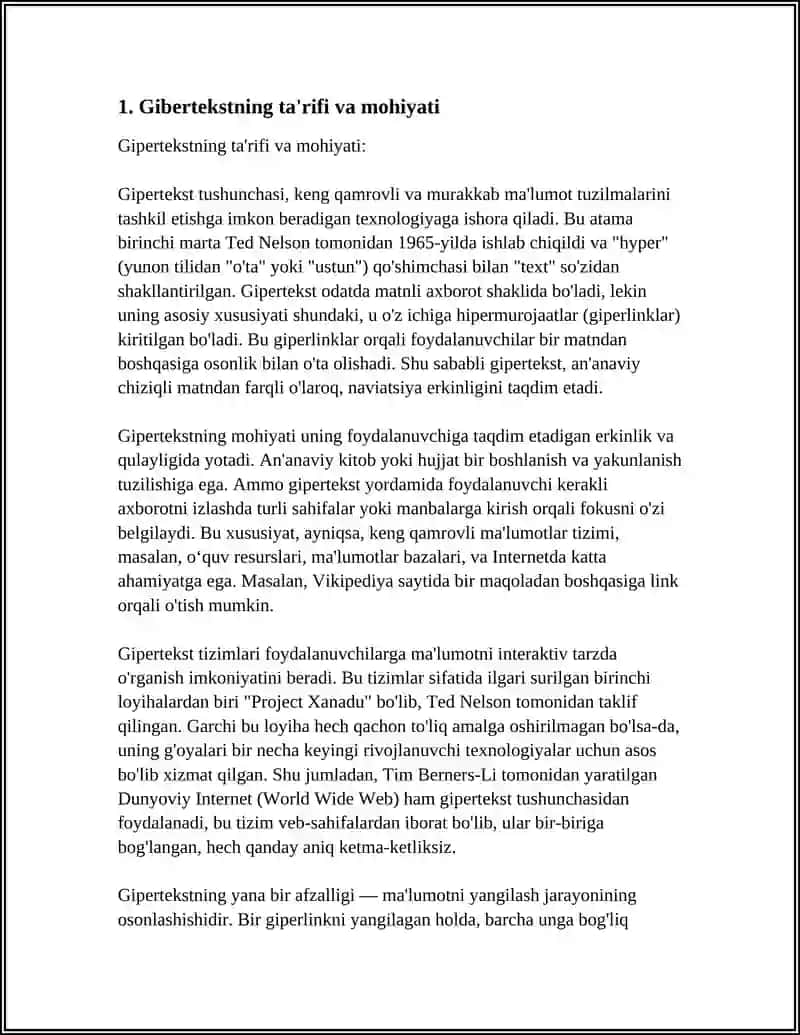 GIBERTEKST, GIPERMUROJAAT VA GIPERMEDIA TUSHUNCHASINI TARIFLASH 4