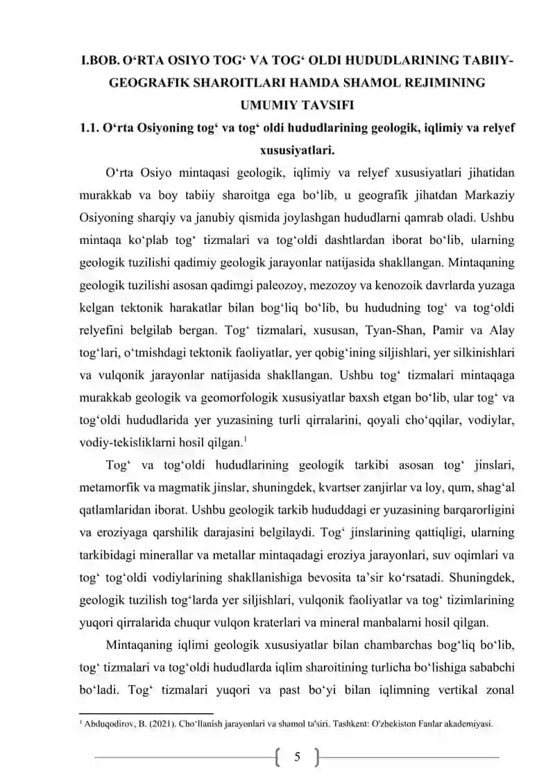 OʻRTA OSIYO TOGʻ VA TOGʻ OLDI HUDUDLARIDA SHAMOL TEZLIGI VA YOʻNALISHINING CHOʻLLANISH JARAYONIGA TAʼSIRI 4