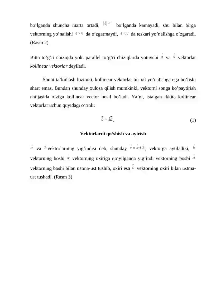 VEKTORLAR HAQIDA ASOSIY TUSHUNCHALAR 4