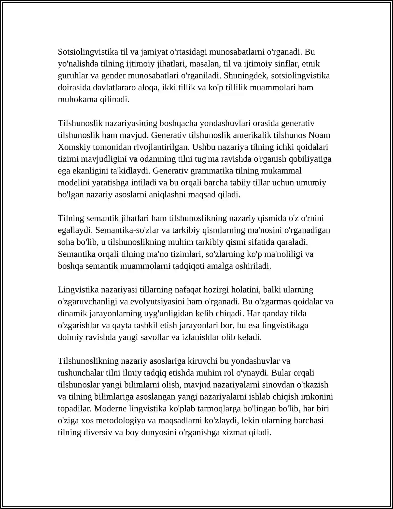 Tilshunoslikning Nazariy Asoslari Referat 4