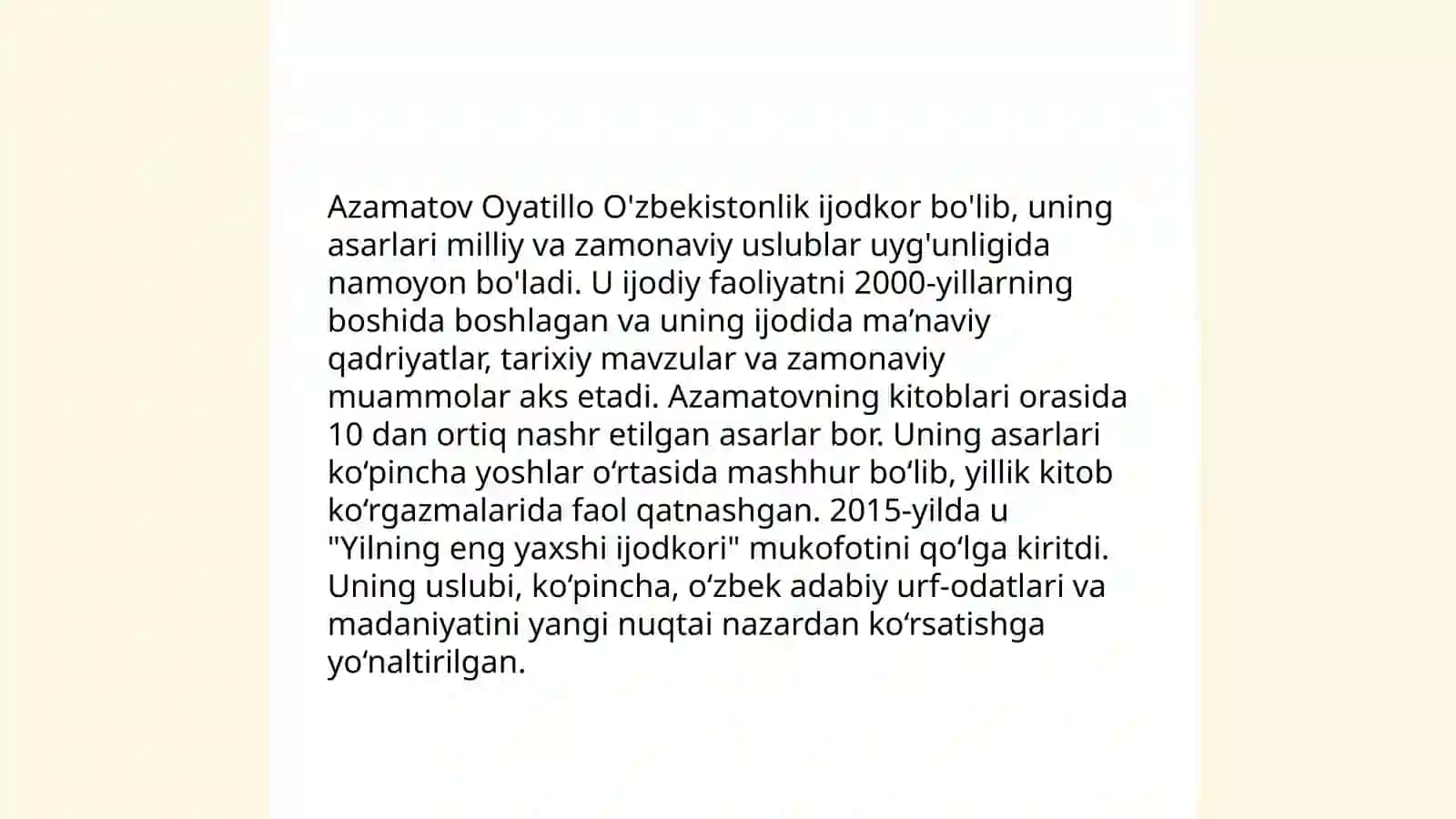 Azamatov Oyatillo: Hayoti va faoliyati 4