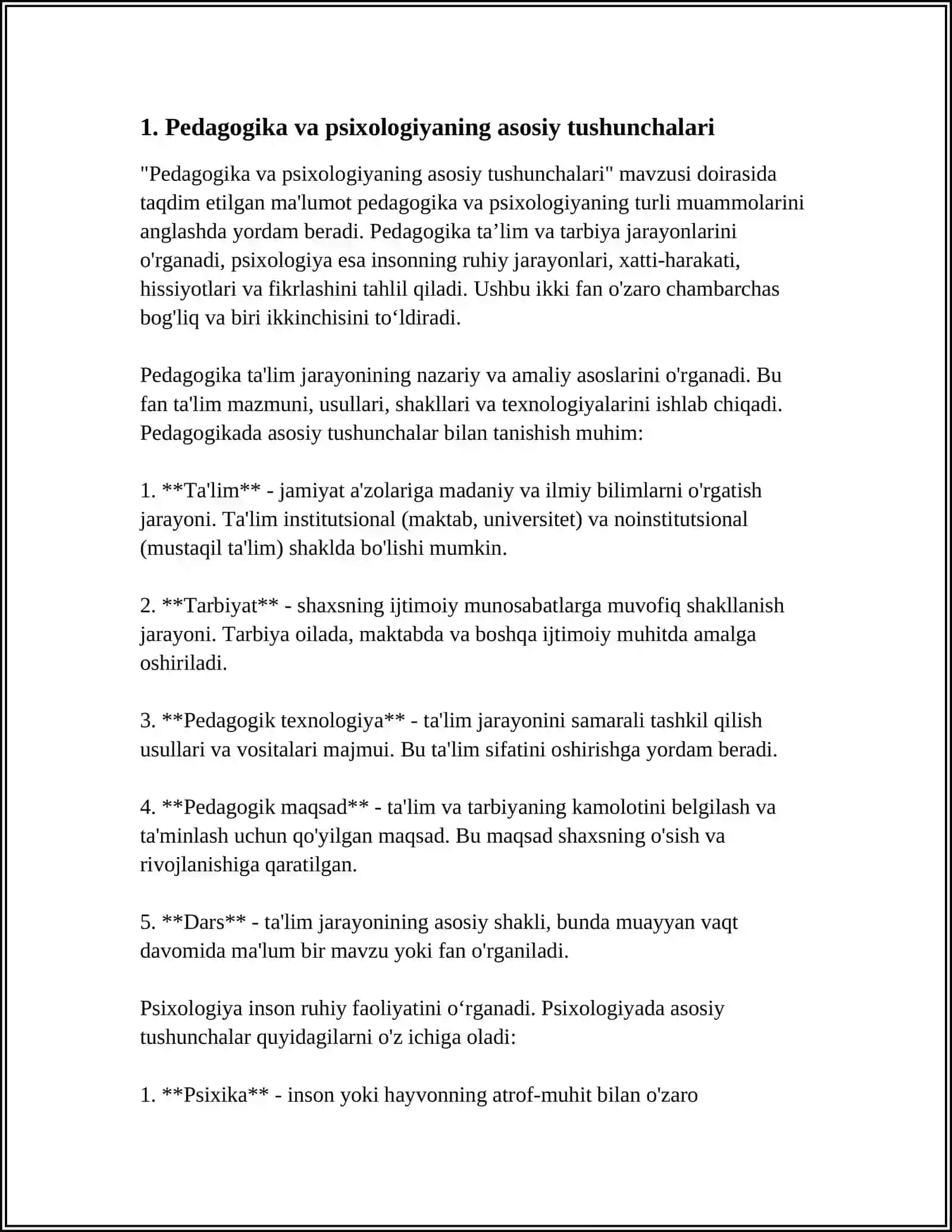OQITUVCHINING PEDAGOGIKA VA PSIXOLOGIYA SOHASIDAGI UMUMIY BILIM VA KONIKMALARI 4