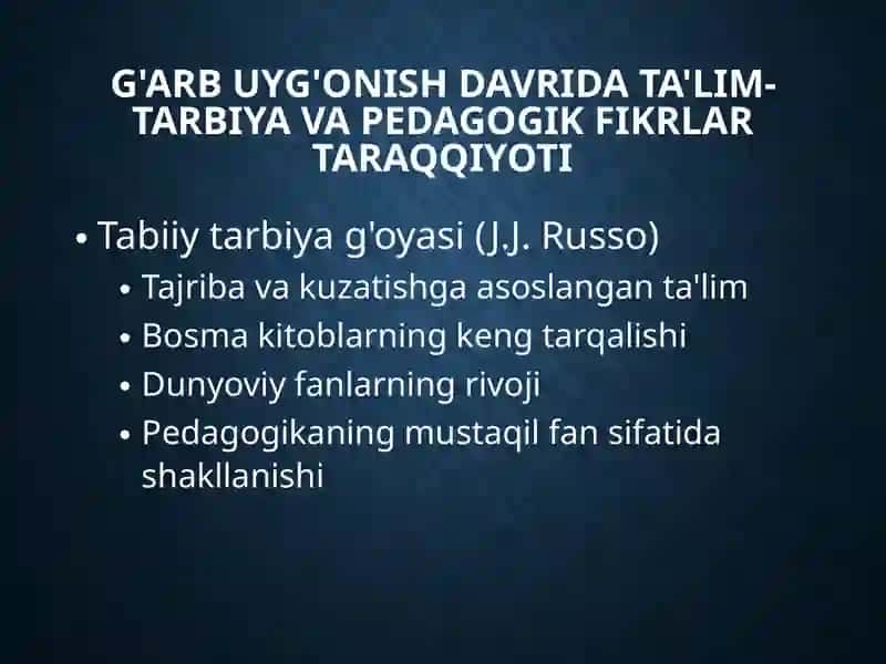 Sharquyg'onish davri ta'lim-tarbiya taraqqiyoti 4