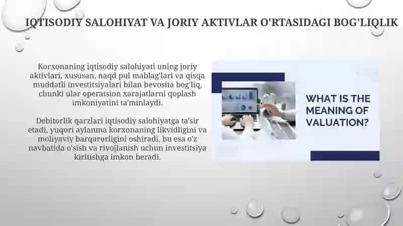 Korxona iqtisodiy salohiyatini oshirish masalalarida joriy aktivlar tahlili 4