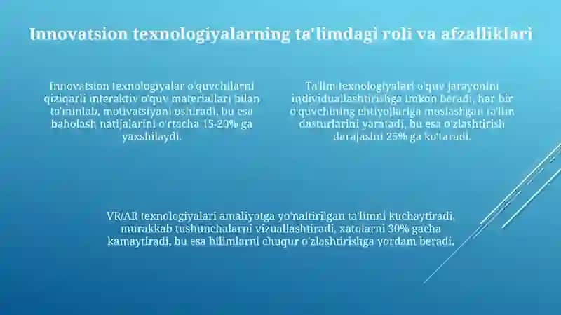 Unnovatsion texnologiyalar ta‘lim sifatini oshirish manbai sfatida 4