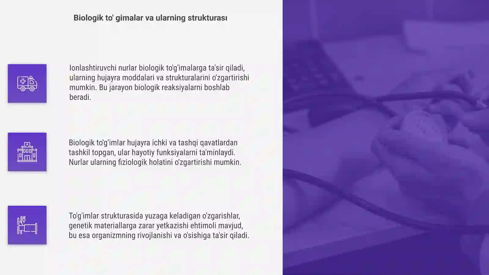 Ionlashtiruvchi nurlar biologik to' gimalarga ta'siri 4