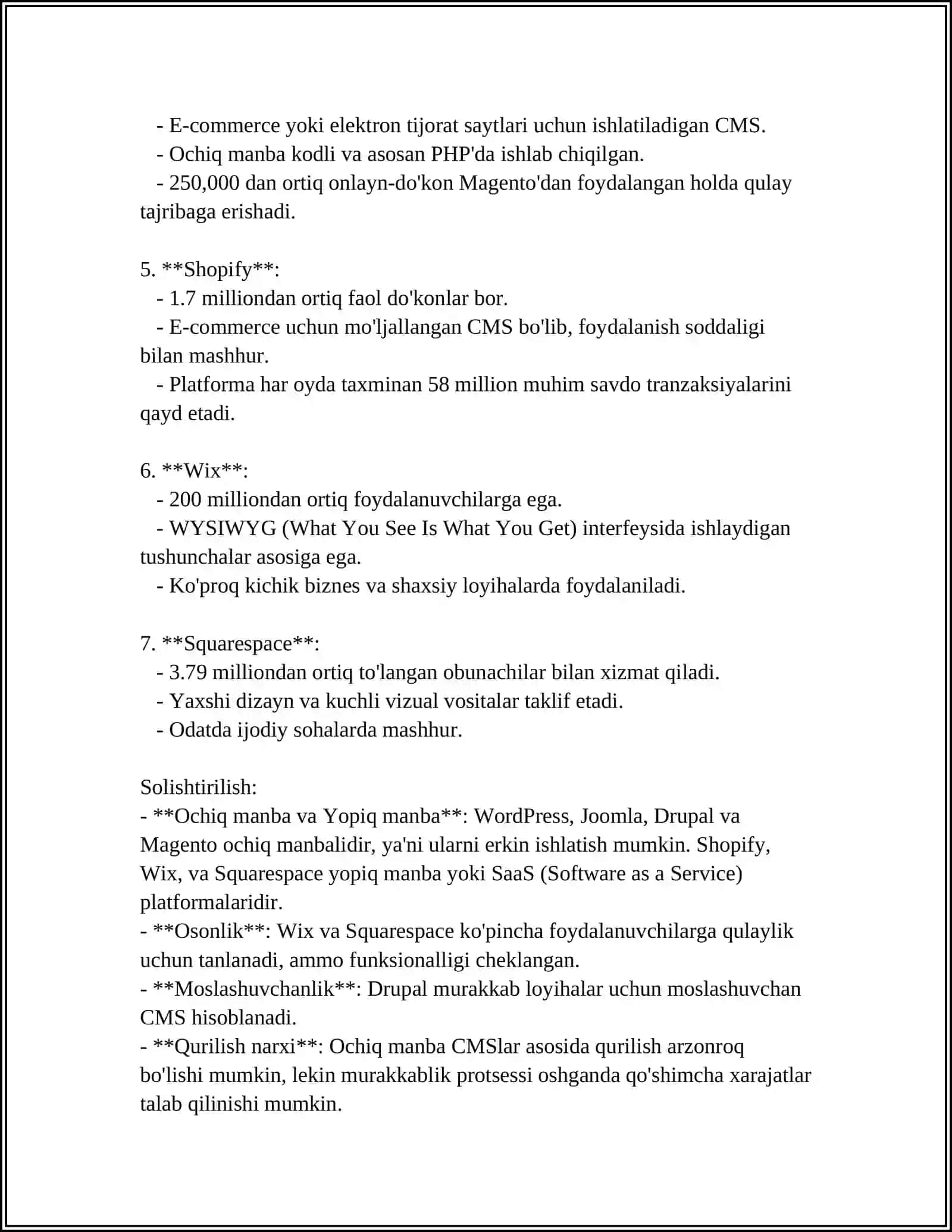 CMS LARNING BIR-BIRIDAN FARQI, AFZALLIKLARI, KAMCHILIKLARI 4
