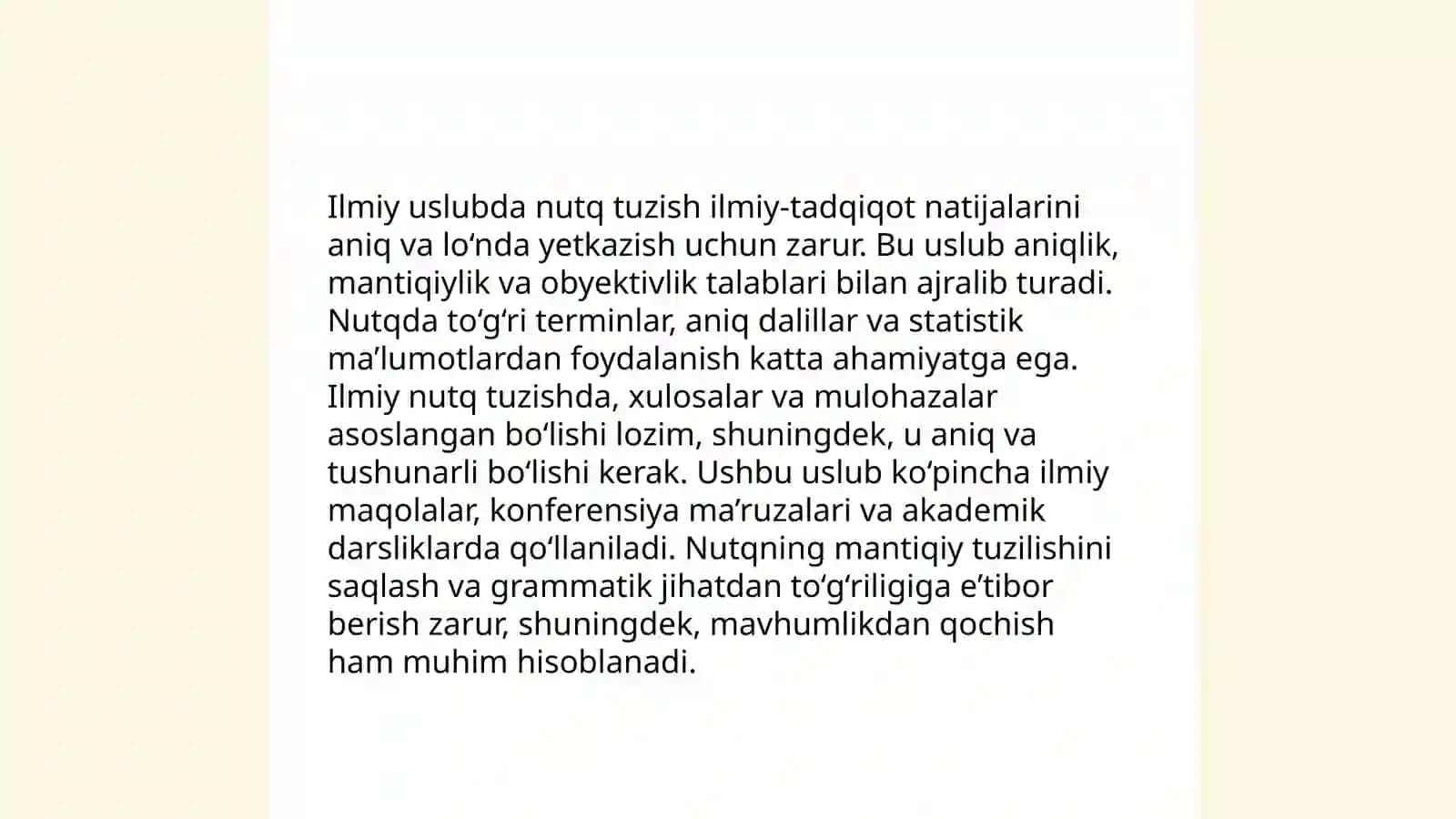 Nutq uslublarini ustida ishlashga qaratilgan mashq va topshiriqlar ishlab chiqish 4