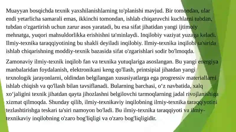 Mavzu: Fan-texnika taraqqiyoti va innovatsion faoliyat 4