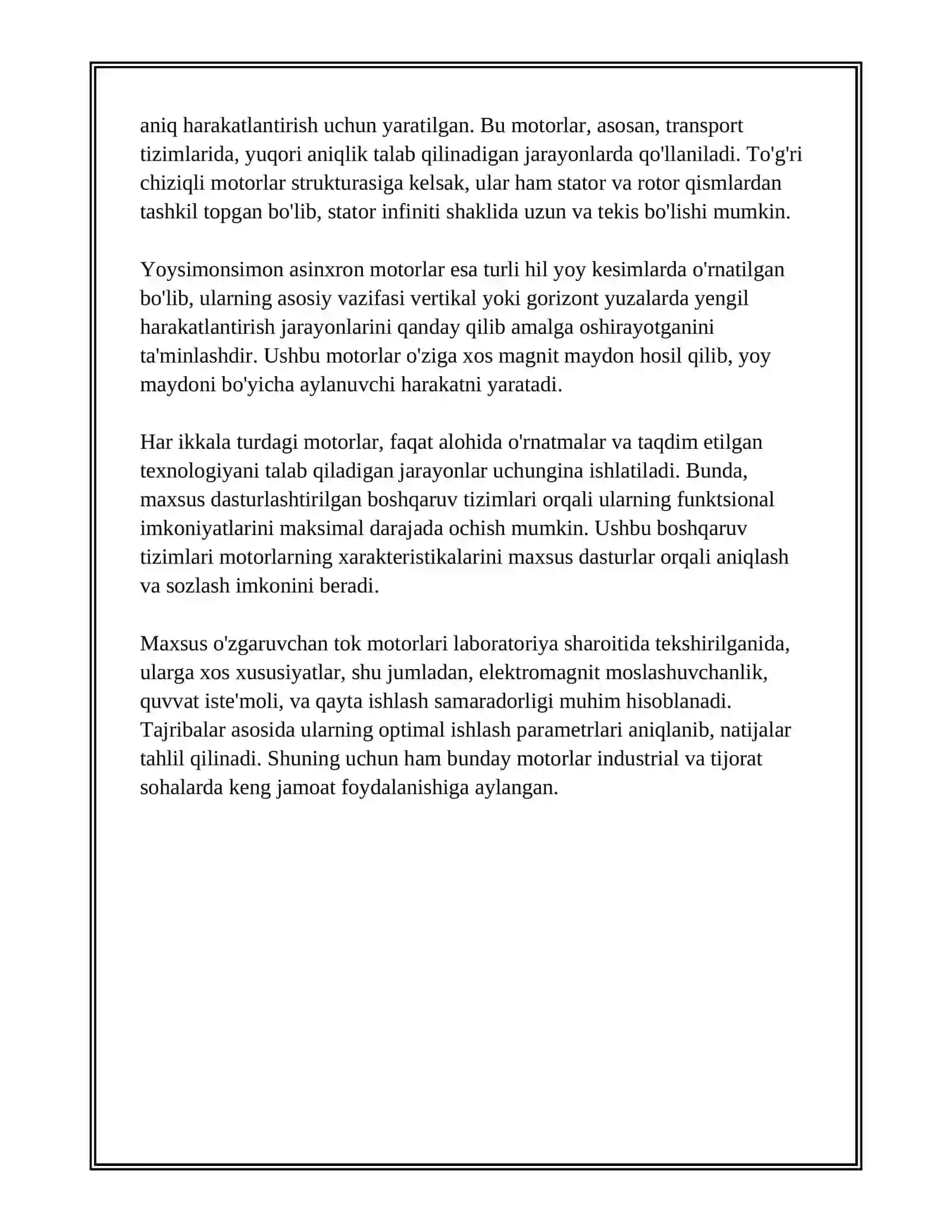 MAXSUS O'ZGARUVCHAN TOK MOTORLARI VA ULARNING TUZILISHI BILAN TANISHISH 4