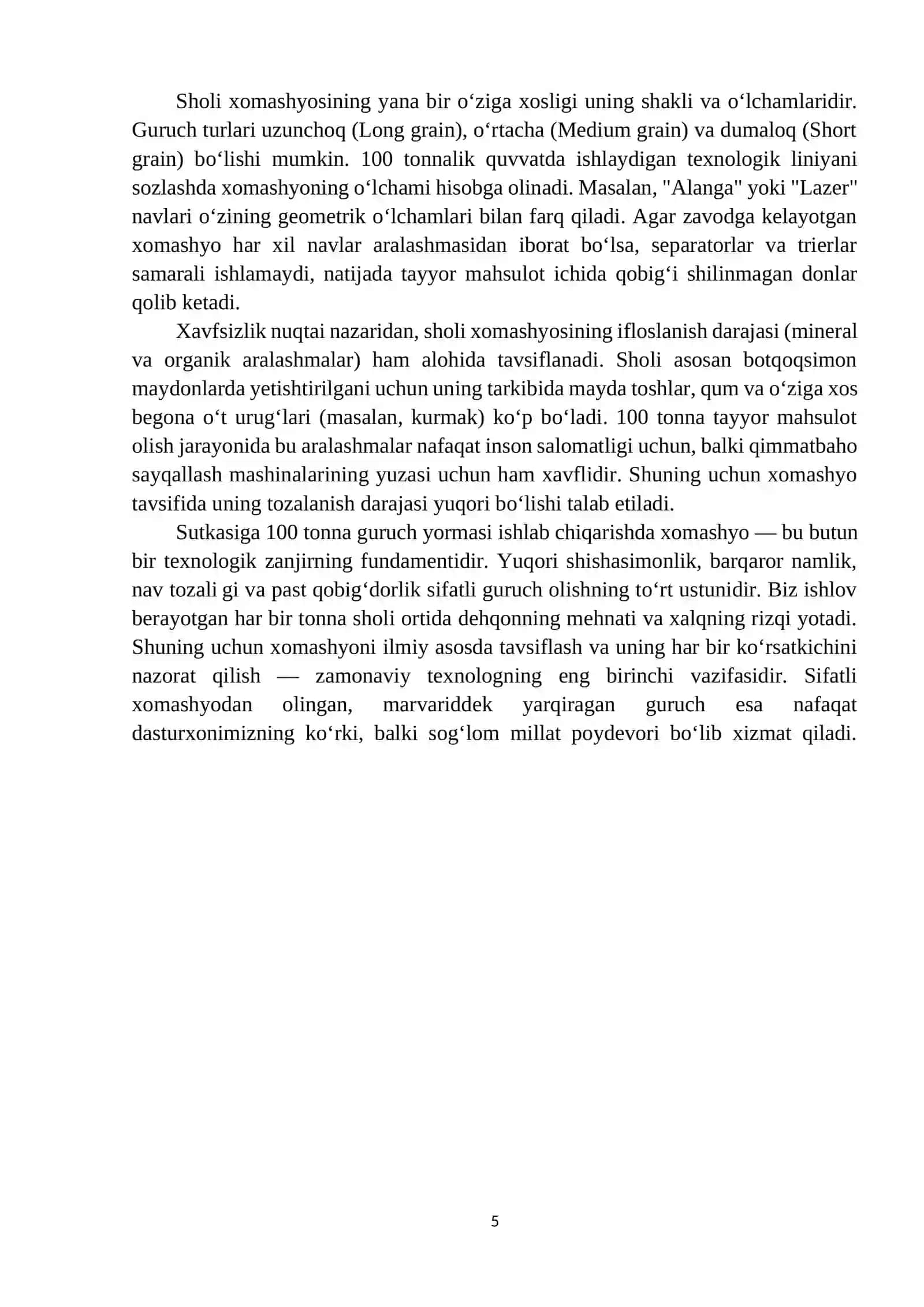Sutkasiga 100 t/s unumdorlikdagi guruch yormasi ishlab chiqarish texnologiyasi 4