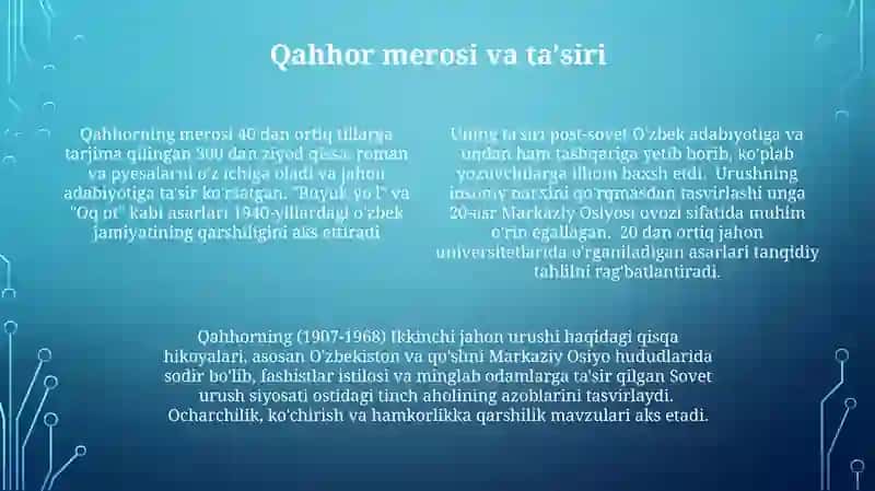 Qahhorning ikkinchi jahon urushiyillaridagi hikoyalari va o'zbek ocharchilik tarixi 4