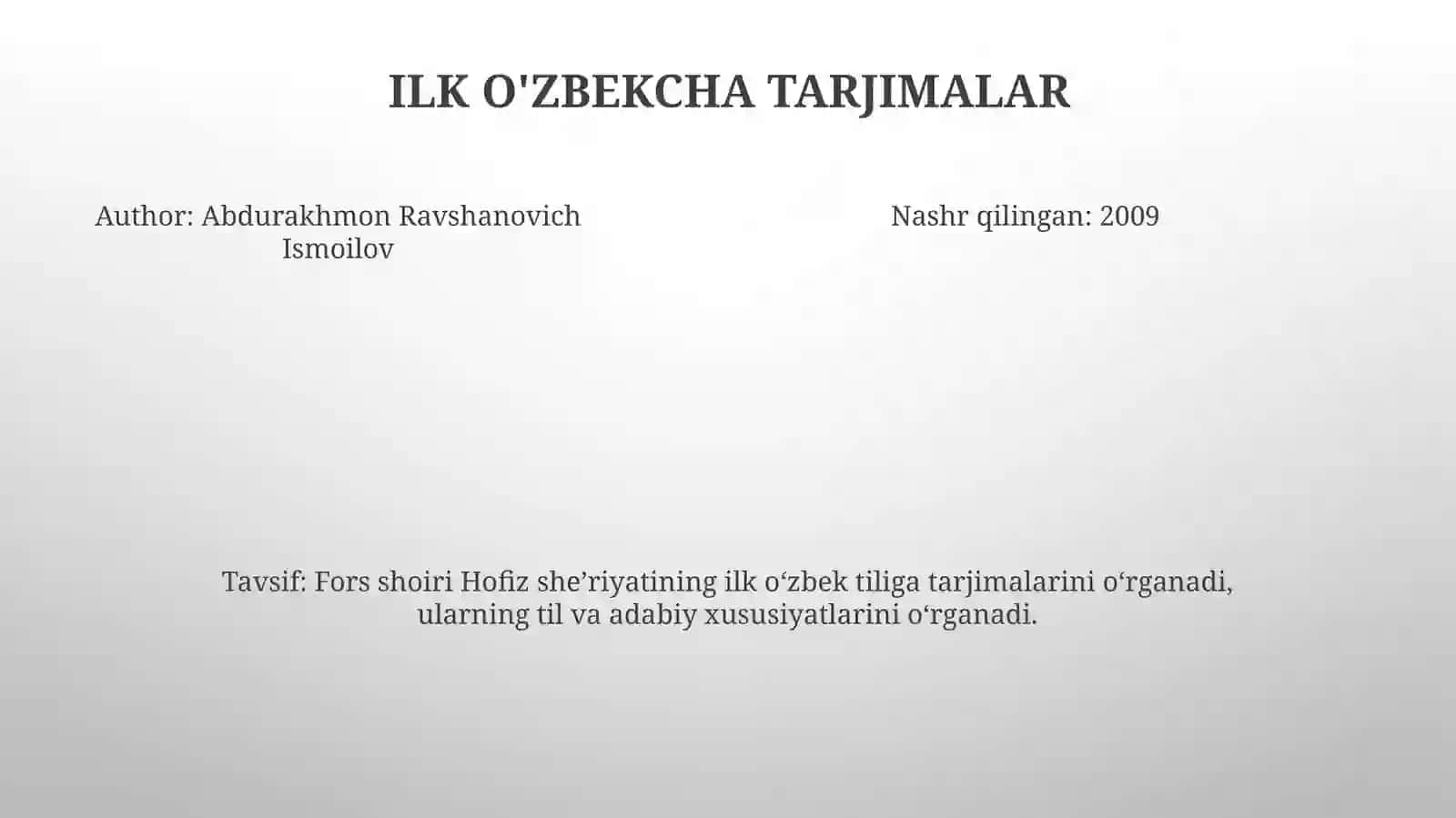 Xòja Hofiz She'Riyatining Òzbekcha Tarjimalari 4