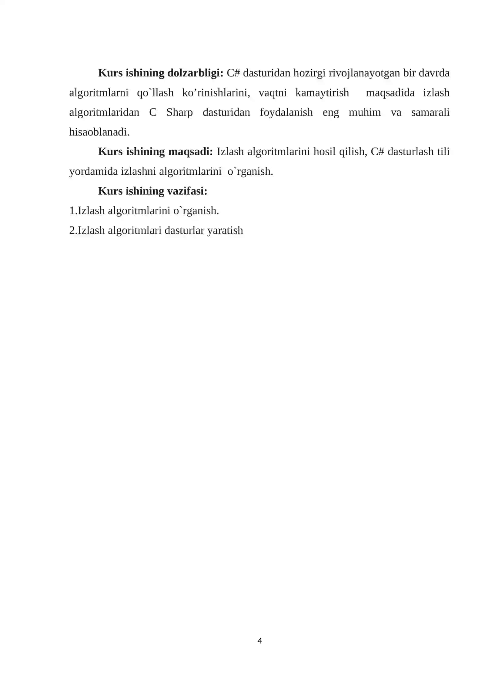 Dasturlash asoslari fanidan KURS ISHI 4