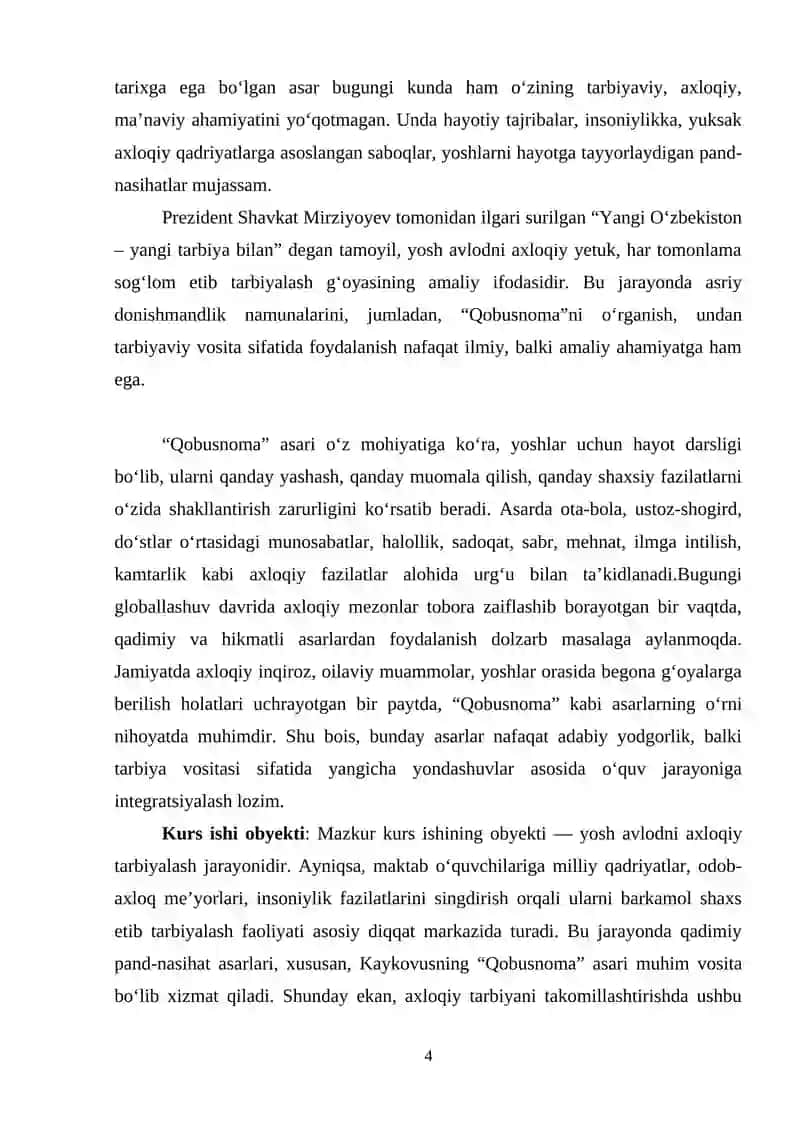 Kaykovusning “ Qobusnoma” asarida bola tarbiyasi 4