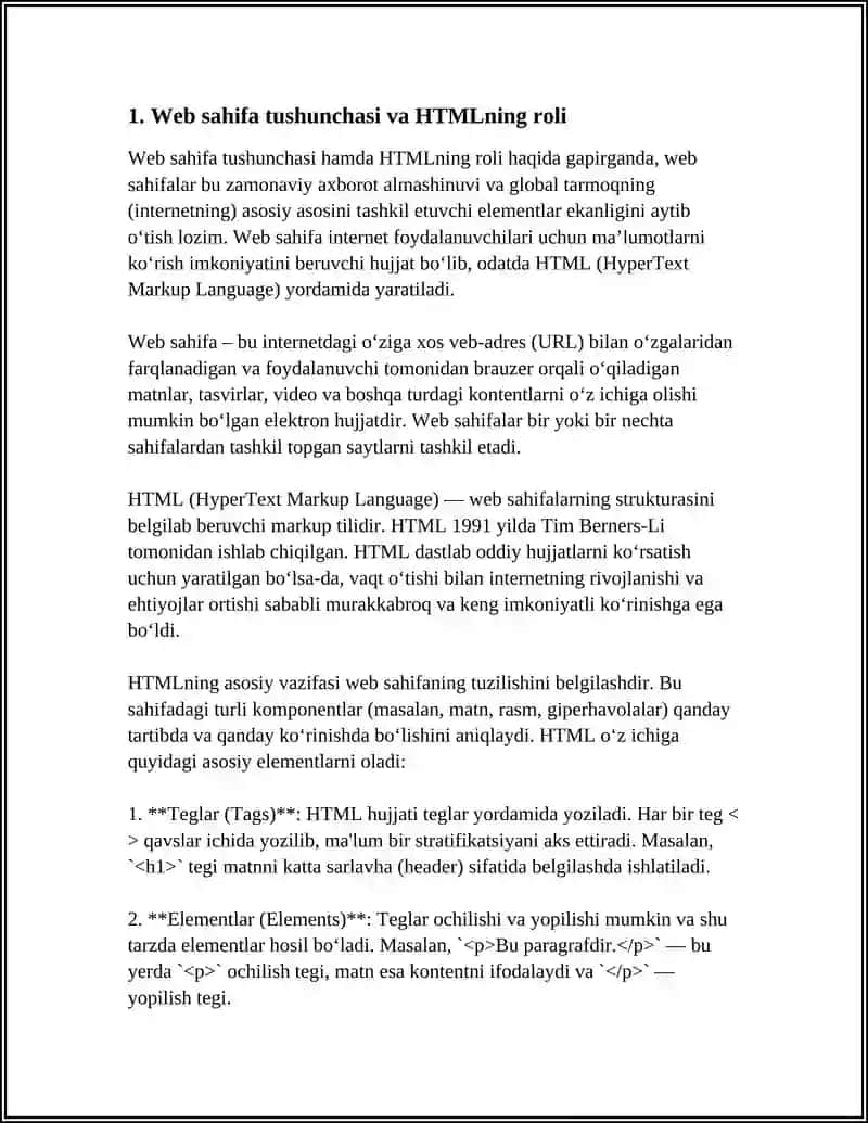 WEB SAHIFA YARATISH. HTML FAYLLAR YARATISH. TARMOQ TOPOLOGIYASI. LOKAL TARMOQ ORQALI AXBOROTLAR ALMASHISH 4