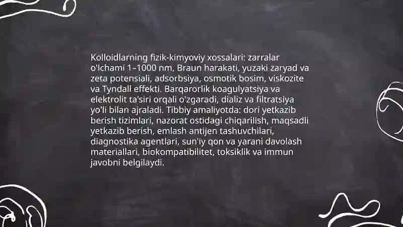 Kolloid sistemalar, tibbiyotdagi ahamiyati 4
