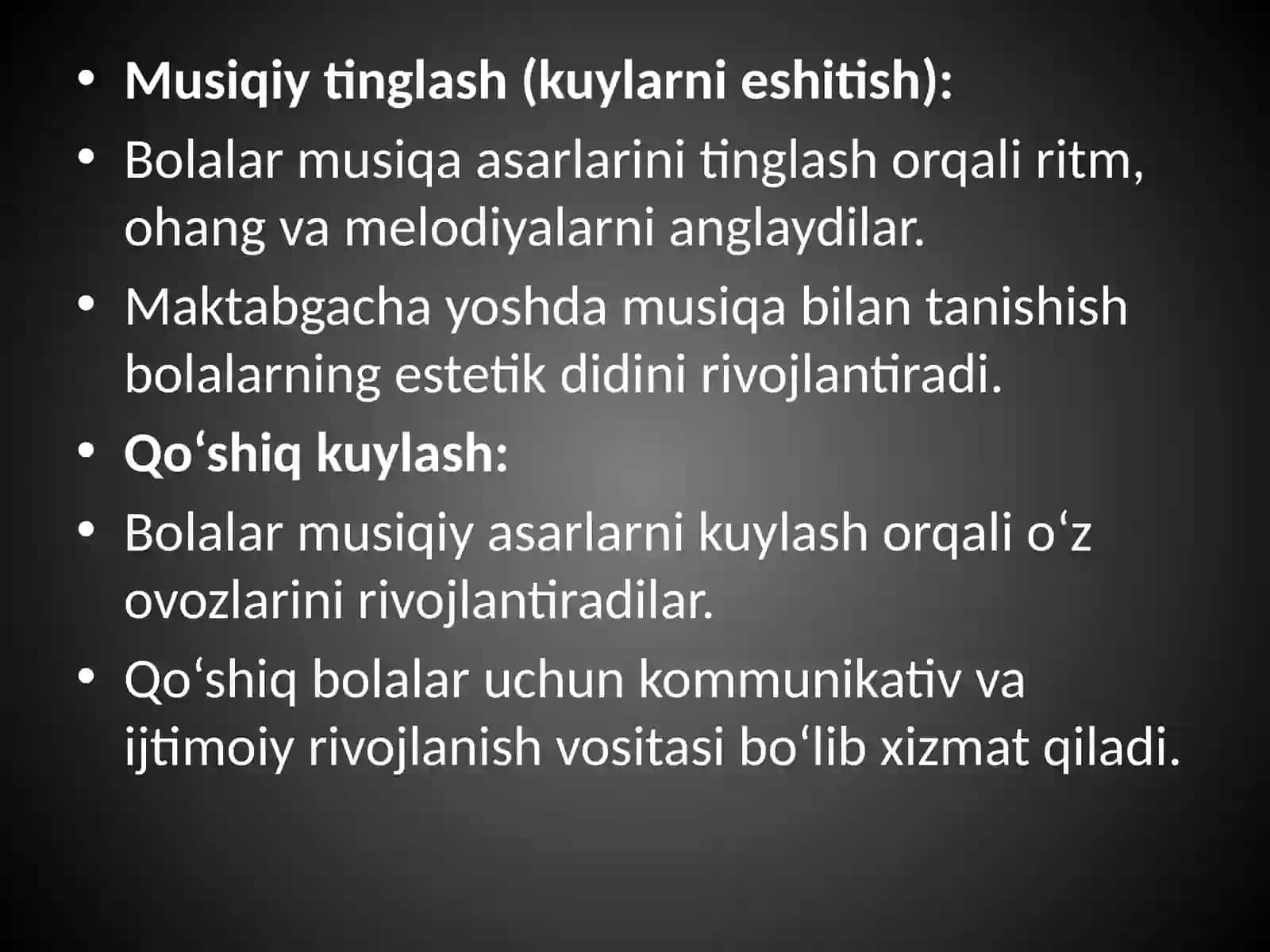 Bolalar musiqiy ta'limi metodikasi 4