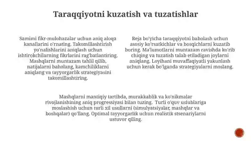 Tayyorgarlik mashqlarini tashkil etish. Rasulova 4