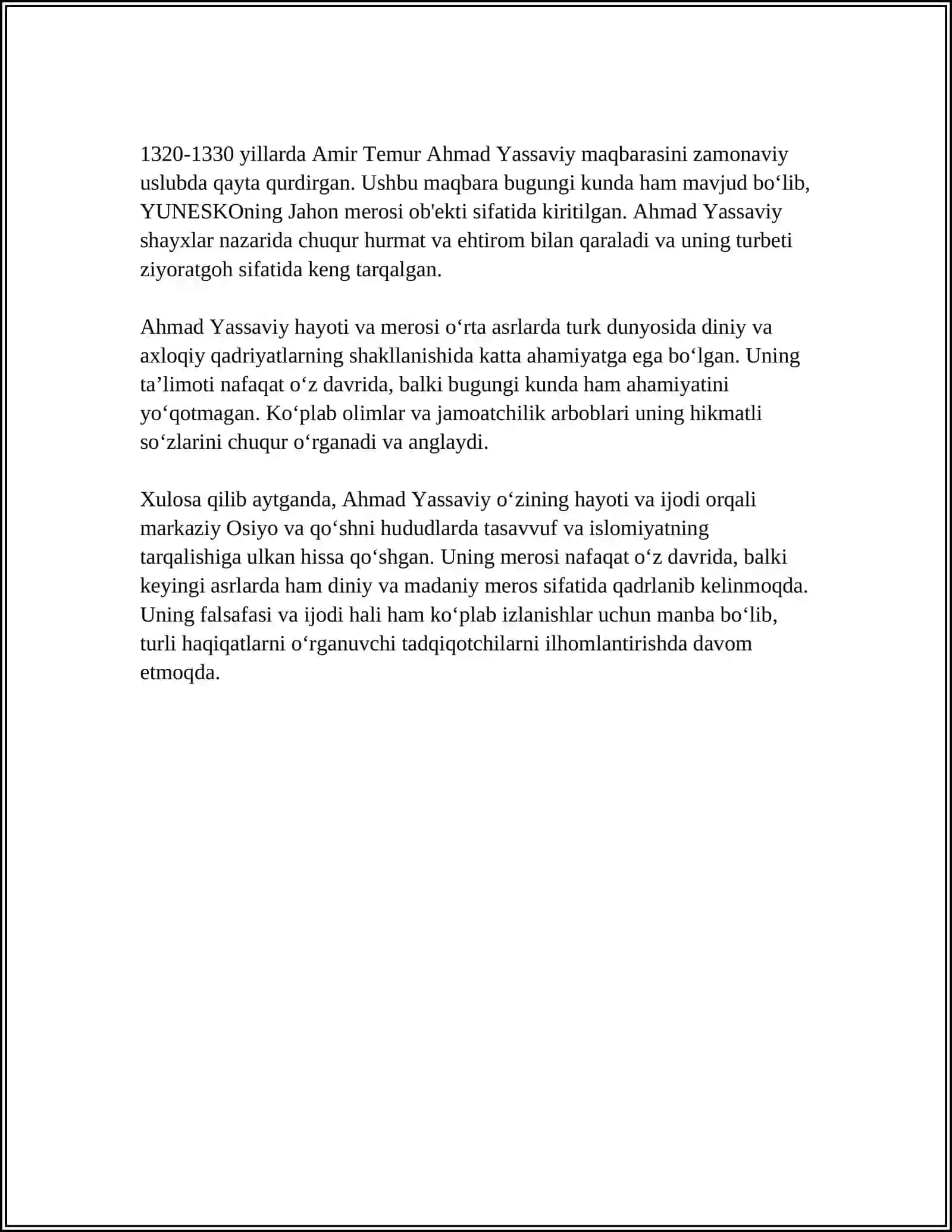 AHMAD YASSAVIY VA SULAYMON BAQIRǴONIY SUFIZM ILIMINING DONISHMANDLARI 4