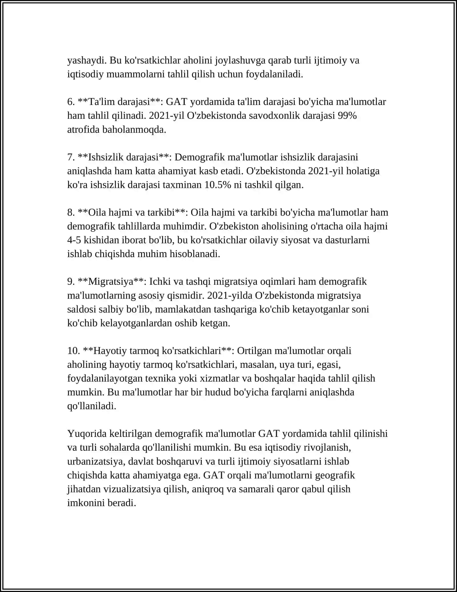 MINTAQAVIY DARAJADA DEMOGRAFIK MA'LUMOTLARNI GIS TAHLILI 4