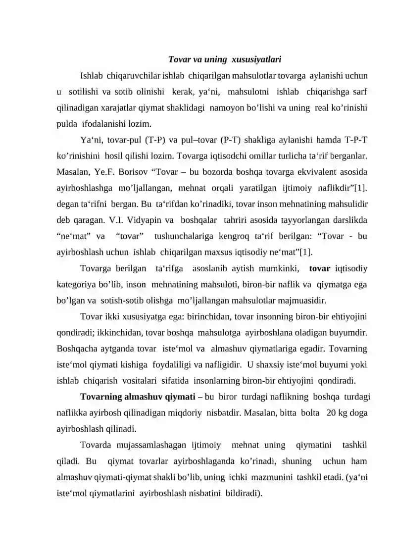 Natural va tovar xo’jaliklarining bir-biridan farqi 4