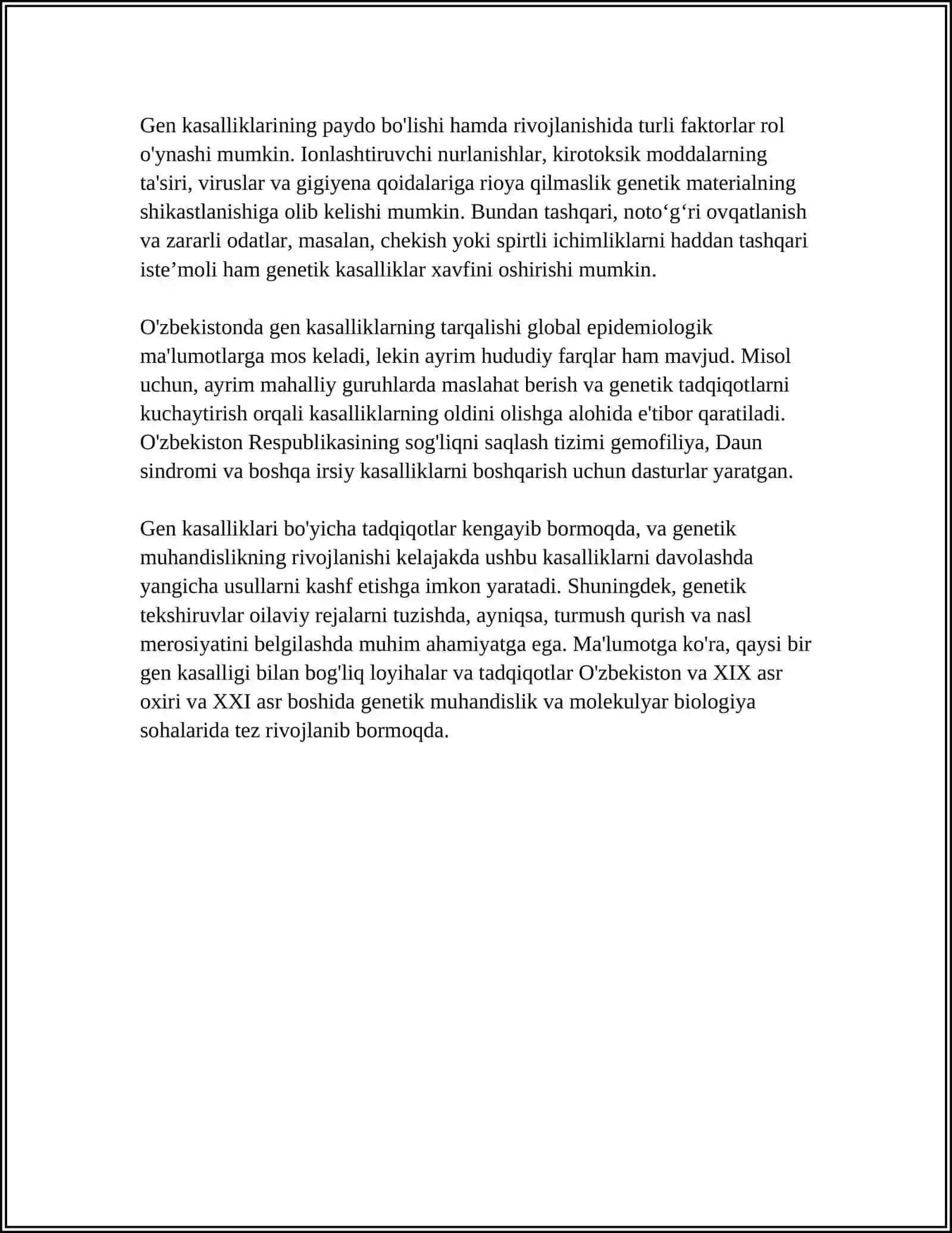 GEN KASALLIKLARI.ODAMLARDA NORMAL VA PATOLOGIK BELGILARNING IRSIYLANISHI 4