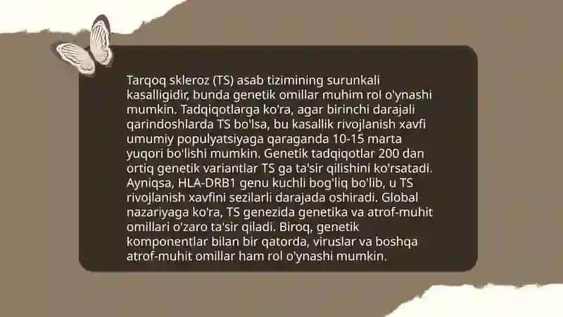 Tarqoq skleroz etialogiyasi, patogenezi, klinikasi, tashxislash va davolash 4