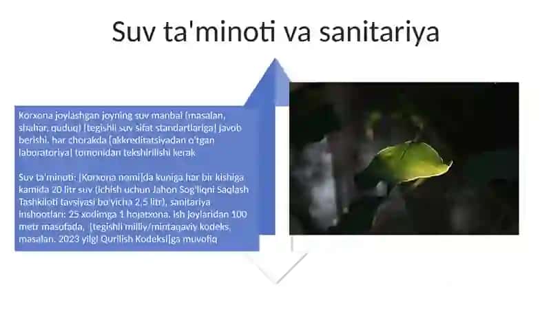 Korxonada sanitariya- maishiy bino va xonalariga qo‘yiladigan talablar 4
