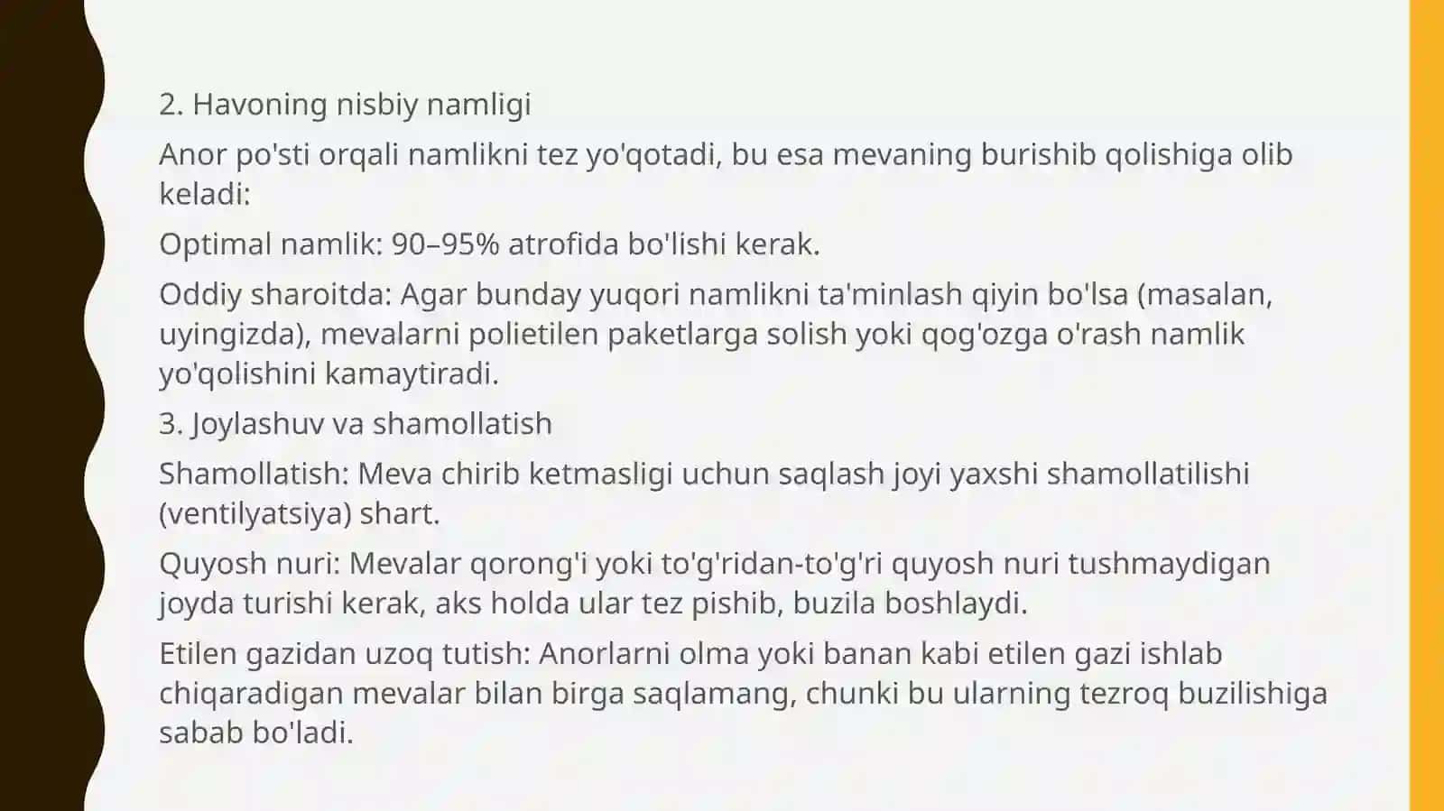 anor mevalarini omborda vaqtinchalik saqlash usullari 4