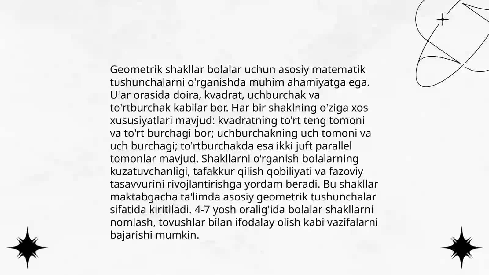 Maktabgacha yoshdagi bolalar tamonidan obekitlarning shakli haqidagi g'oyalarni o'zlashtirilishi 4