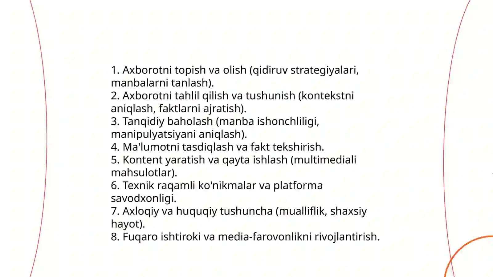 Media va axborot savodxonligini raqamlashtirish davrining asosiy tarifi 4