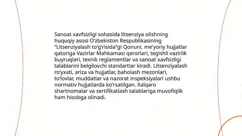 Sanoat xavfsizlik sohasida litsenziya turlari va tasnifi 4