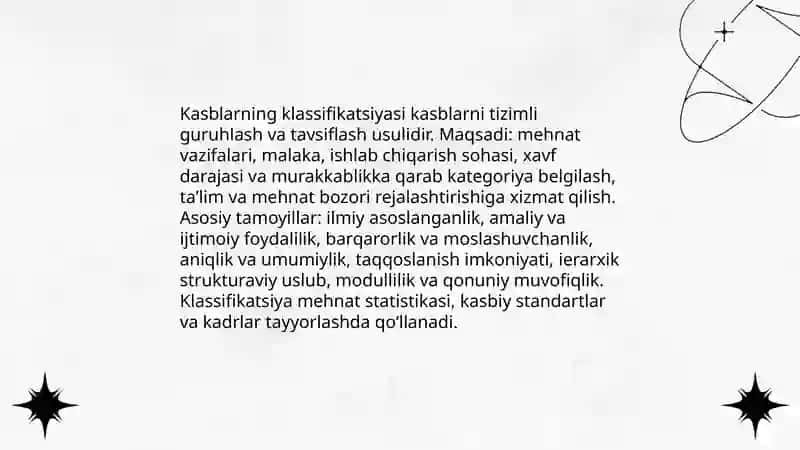 Kasblar va ularning klassifikatsiyasi 4